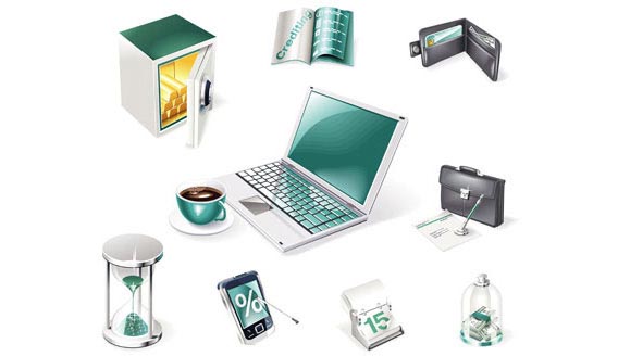 3D Financialand Business Web Icons Free Vector Graphics
