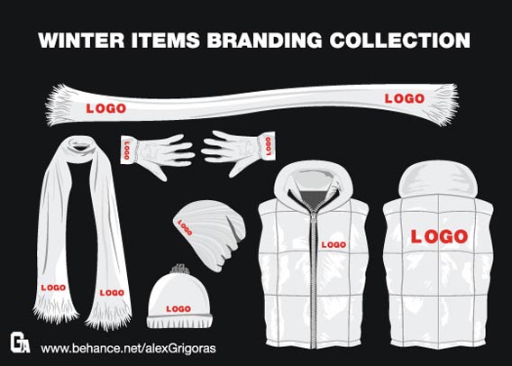 Winter Items Branding Collection Free Vector Graphics
