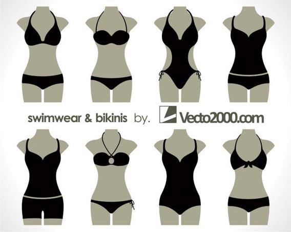 Illustration vector of swimwear and bikinis Free Vector Graphics