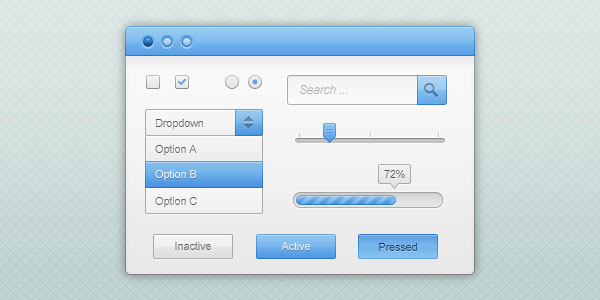 Blue and white GUI Free PSD
