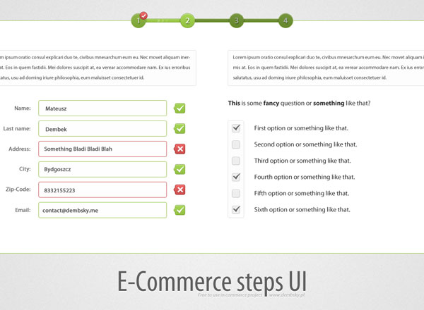 E-Commerce Steps UI GUI Free PSD