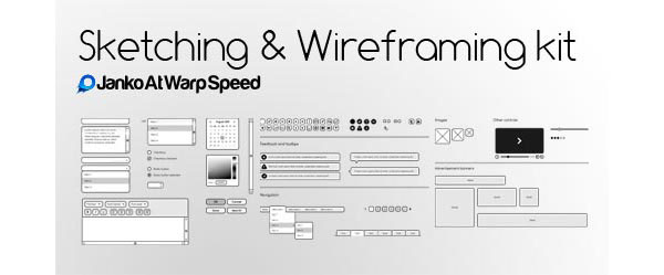Sketching & Wireframing Kit GUI Free PSD